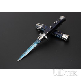 9inch AKC Italy italian stiletto jump knife blue edition spring assistance folding knife UD50080